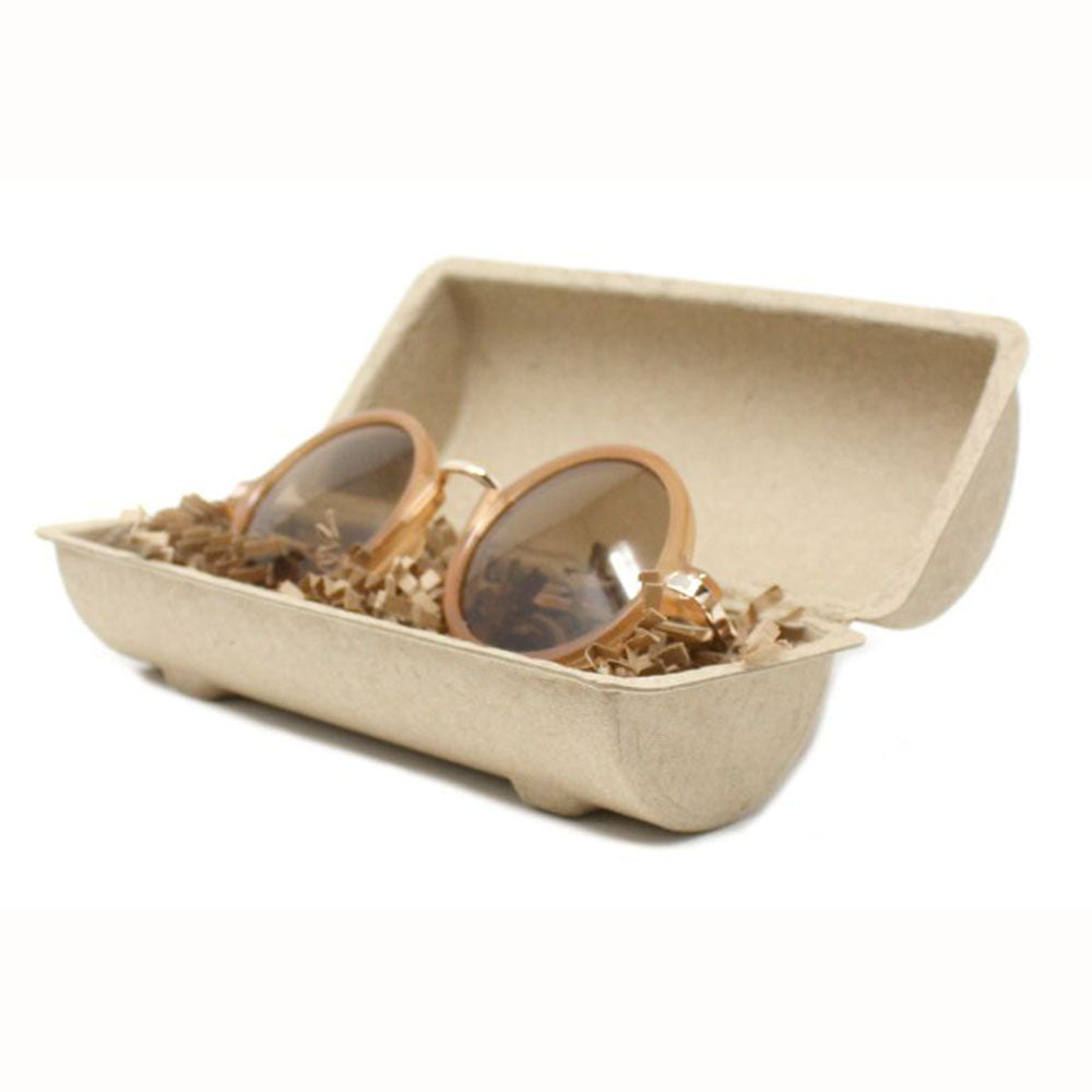 Round Biodegradable Wheat Color Sunglasses Case