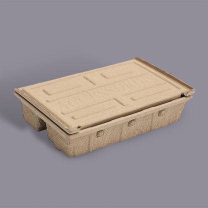 Custom Wheat Color Sugarcane Biodegradable Clamshell Packaging Box